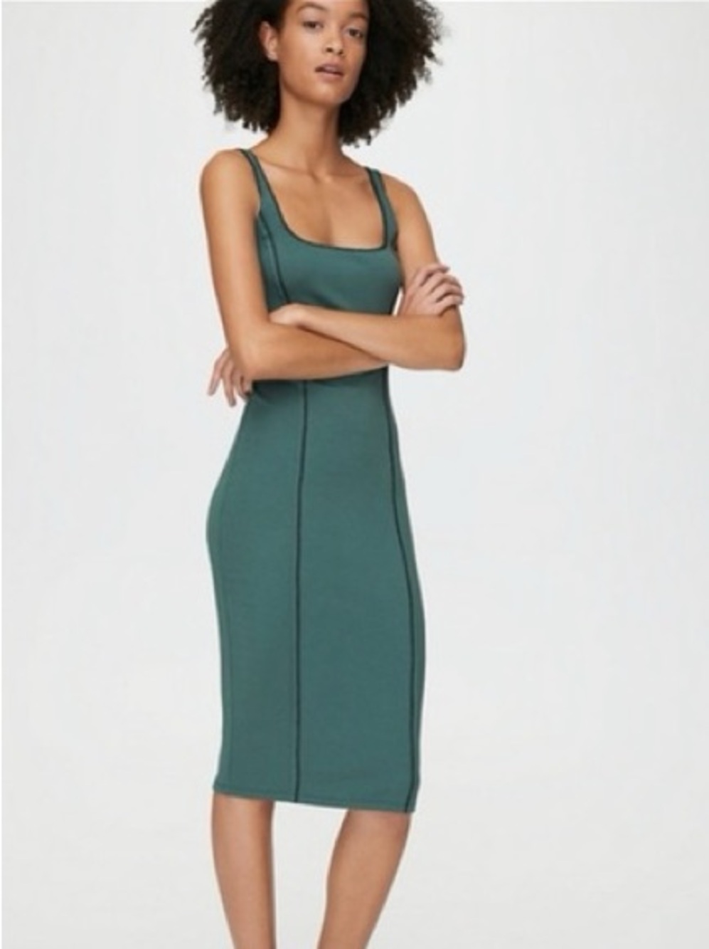 Aritzia Wilfred Free Ribbed Midi Tank Dress Green Size S